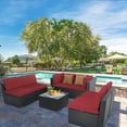 thumbnail image 5 of SUNCROWN 7-Piece Outdoor Patio Furniture Sofa Set All-Weather Wicker Sectional Conversation Set with Modern Glass Coffee Table and Cushions-Red, 5 of 8