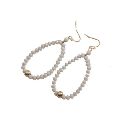 Seed Beaded Earrings - Women Handmade Beaded Seed Beads Teardrop Dangle Earrings (Gold)