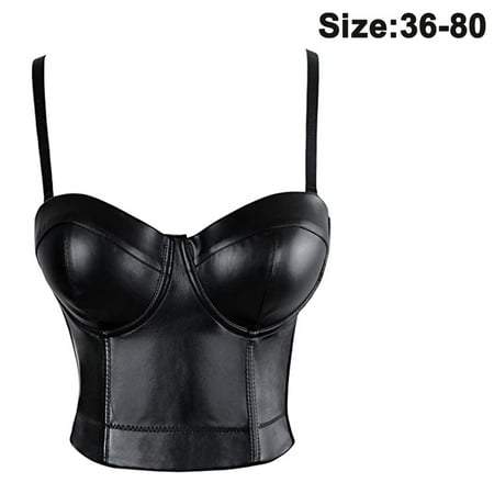 

Leather Bustier Women s Corset Top Bra Black Breast-Wrapped Vest Elastic Vest All-match