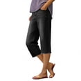 thumbnail image 5 of Capri Pants for Women Summer Drawstring Elastic Waist Baggy Wide Leg Cropped Jeans Stretchy Pull on Denim Capris Black M, 5 of 8