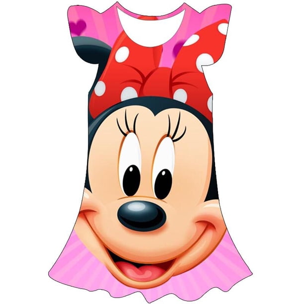 Ropa de niñas pequeñas de Disney, vestido de princesa de malla de manga corta de Minnie Mouse, Vestidos de fiesta de cumpleaños, disfraz de niñas pequeñas, ropa 3T Gao Jinjia LED