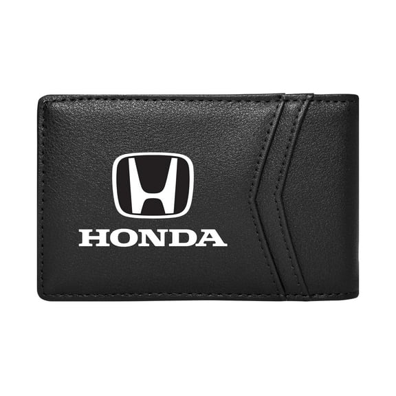 Honda Logo Black PU Leather Slim RFID Resistant Bi-fold Men Wallet