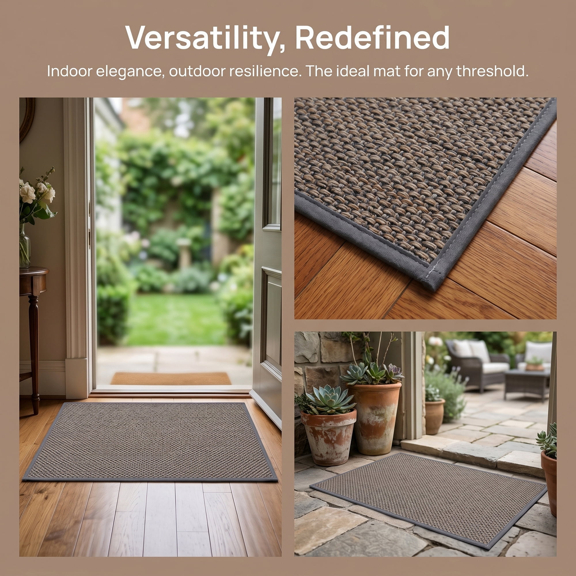 Unique Bargains Non-Slip Entrance Scraper Rug Natural Jute Doormat Multicolor 30" x 18"