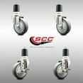 thumbnail image 2 of 4 Inch 316SS Thermoplastic Rubber Swivel 1-7/8 Inch Stem Caster Set 2 Brake SCC, 2 of 2