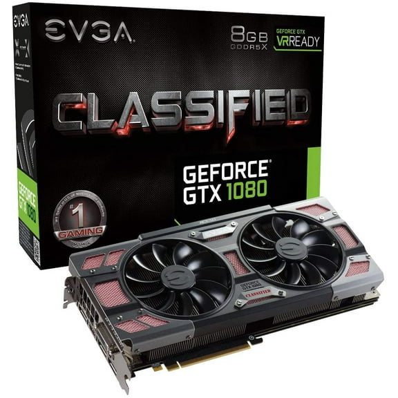 EVGA GeForce GTX 1080 CLASSIFIED GAMING ACX 3.0 8GB GDDR5X RGB LED 10 CM Fan 14 Power Phases Double BIOS DX12 OSD Support (PXOC) Video Graphics Card 08G-P4-6386-KR