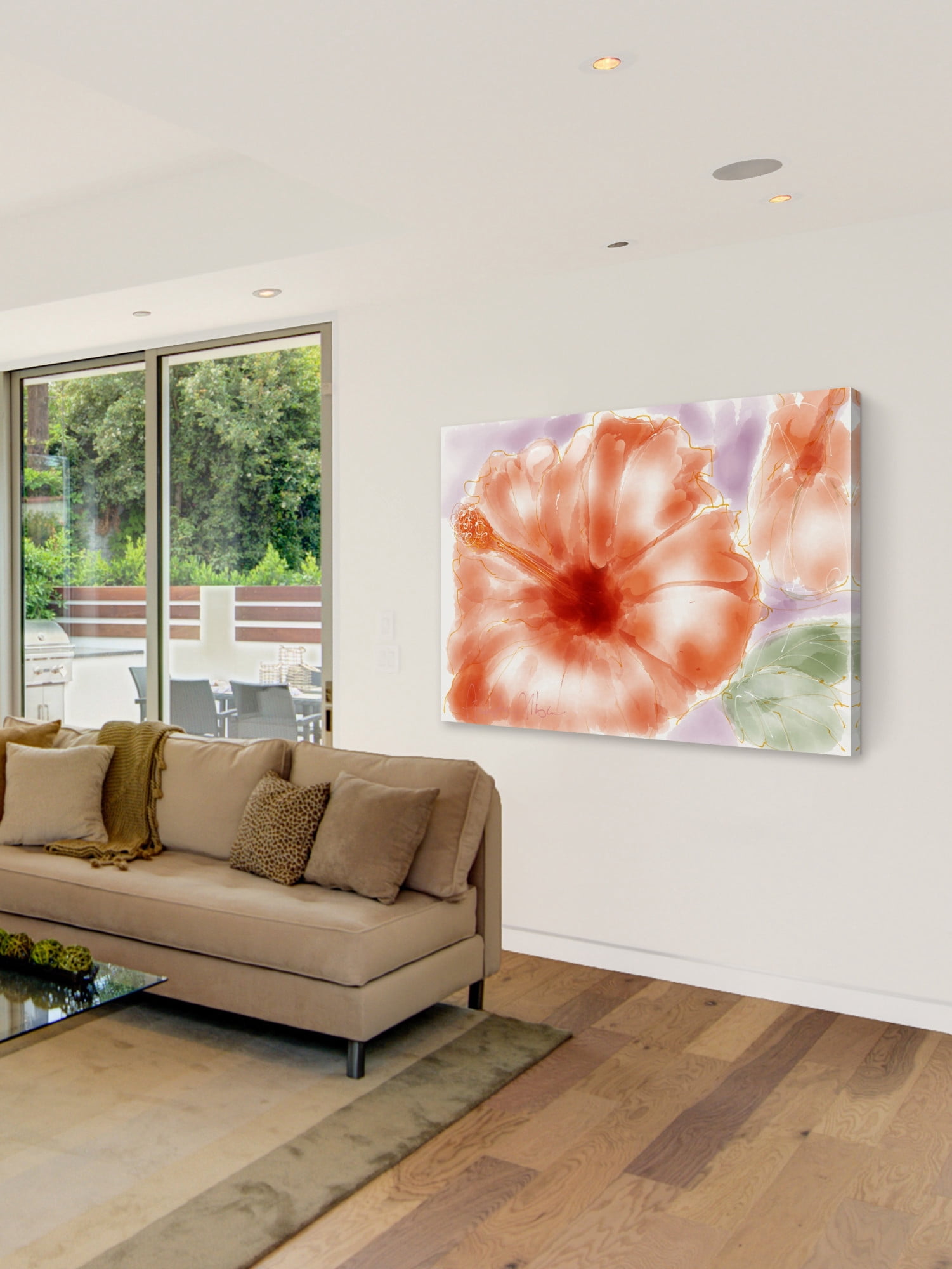 Marmont Hill "Pink Hibiscus" by Arthur Pina Painting Print on Wrapped Canvas