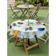 thumbnail image 4 of Outdoor Tablecloth with Umbrella Hole for Patio/Picnic/Party/Camping, Spring Butterfly Dragonfly Waterproof Table Cloth Round Cover Washable, Rustic Botanical Floral Teal Green (Dia 54"), 4 of 8