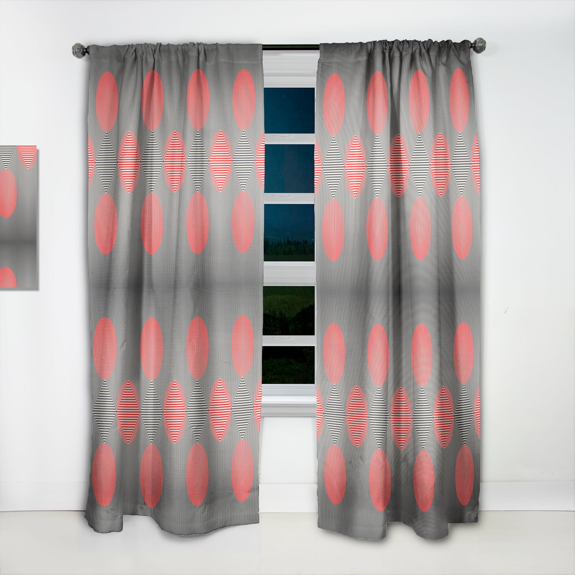 Designart 'Modern Line and Circle Geometric Pattern' Mid-Century Modern Curtain Panel