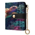 thumbnail image 2 of Small Wallet For Women Bifold Leather Pocket Coin Credit Card Holder With RFID Blocking Turtles Swimming, 2 of 6