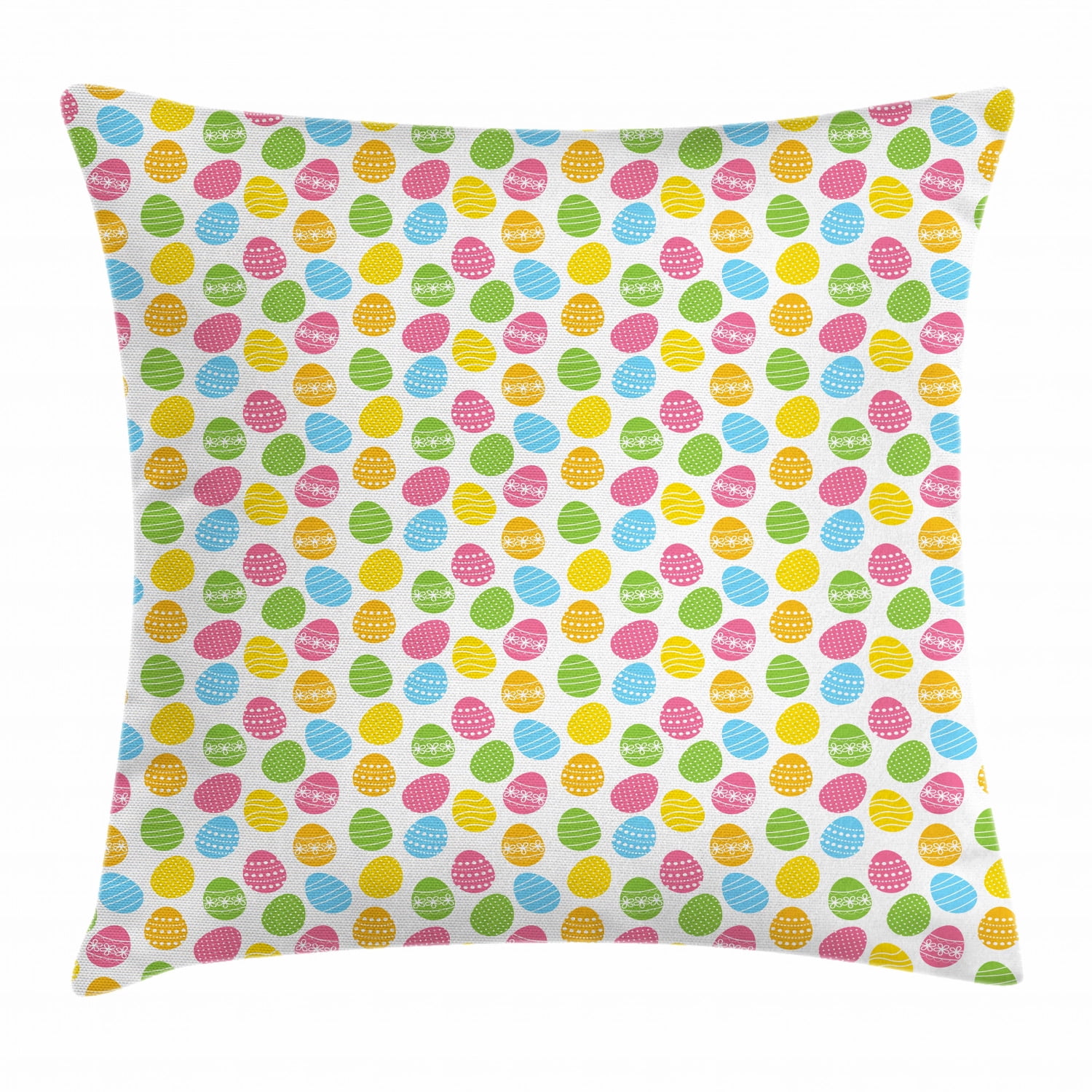 Easter Throw Pillow Cushion Cover, Greeting the Colorful and Fun Spring