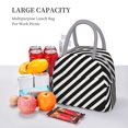 thumbnail image 3 of Insulated Lunch Tote Bag Black And White Stripes Lunch Bag for Women Men Light Grey, 3 of 7
