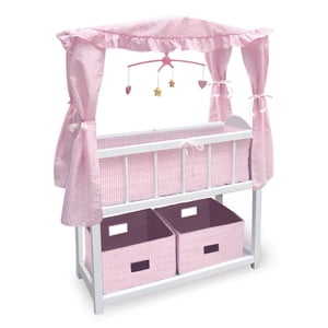 Badger Basket Canopy Doll Crib with Mobile and Baskets