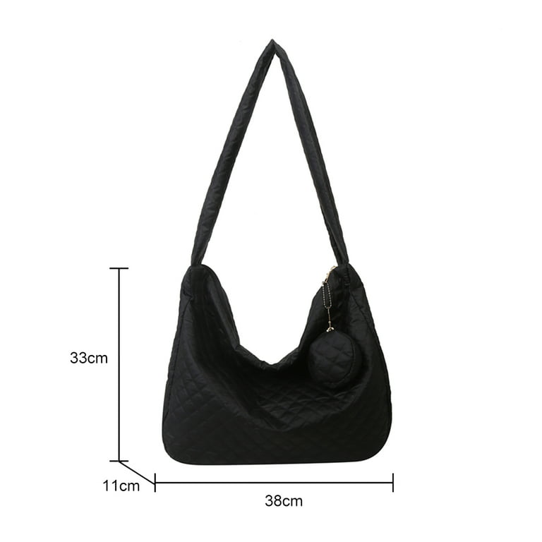 Yucurem Women Simple Crossbody Bags Nylon Quilted Shoulder Handbag with  Purse (Black) 