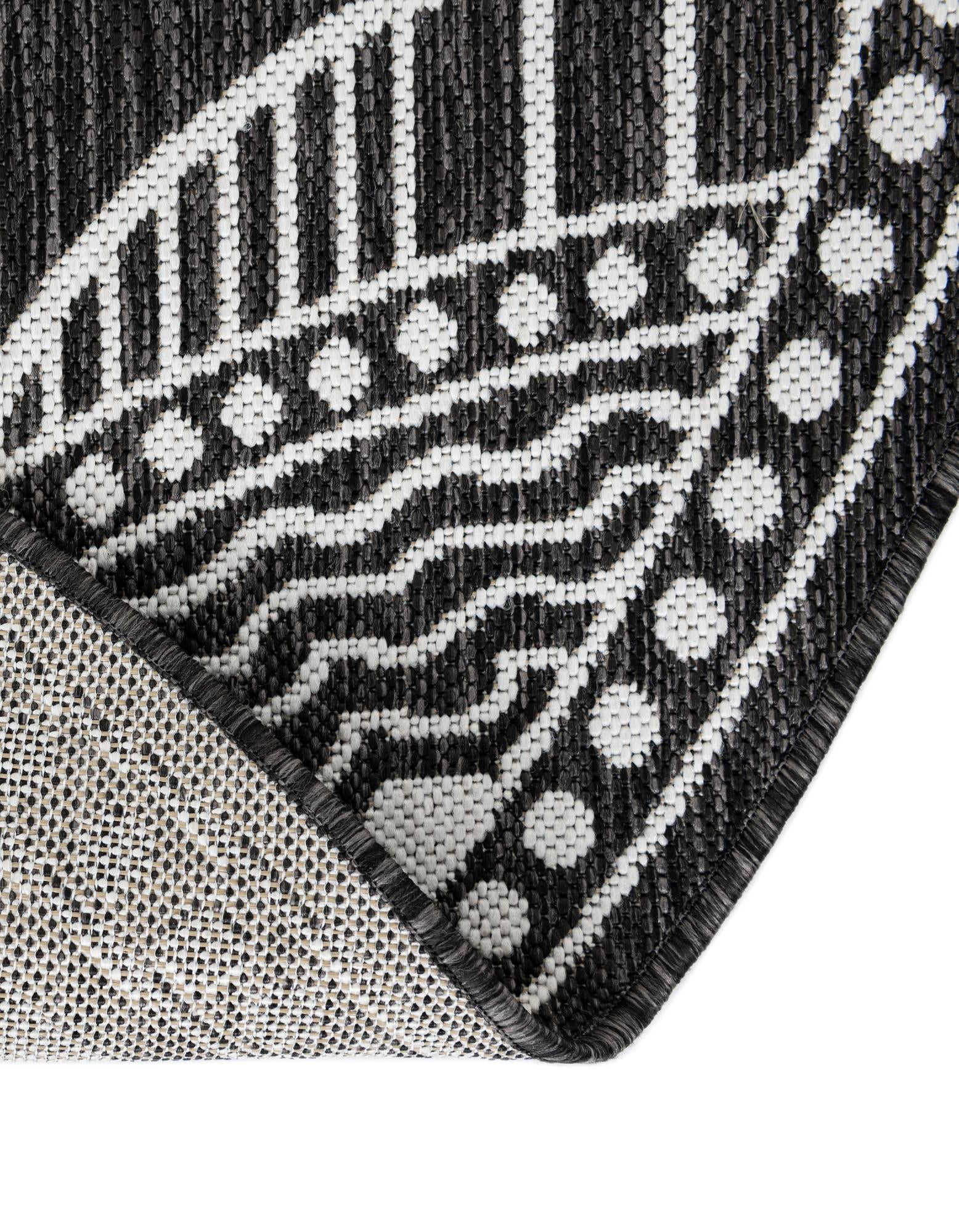 Unique Loom Outdoor Traditional Collection Area Rug - Deco (12' Round Black and White)