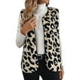 thumbnail image 4 of Women's Sweater Coat Loose Fit Women's Leopard Print Button Up Vest Trendy Sleeveless Outerwear For Fall Winter Beige S, 4 of 6
