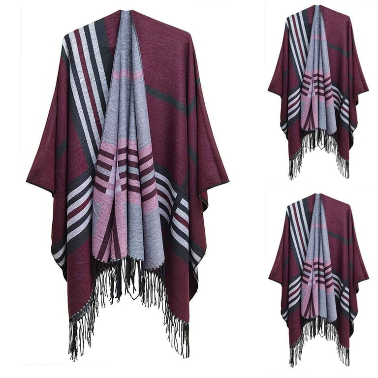 New geometric pattern fringed shawl coat colorblock long sleeve knit cardigan New geometric pattern fringed shawl coat colorblock long sleeve knit cardigan