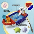 thumbnail image 4 of Water Play Cruise Ship Set - Sink Pretend Fishing Kit, Bath Playset Boats for Toddler, with Fishing Rods, Marine Animals, Movable Crane, Dishwasher Safe, Blue - 1 Set, 4 of 6