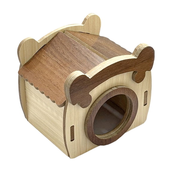 Guinea Pig Chinchilla Hideouts, Indoor Cat House Habitats Cages Accessories Wooden Hides, for Hamster Squirrel Small Bunny Rat Mouse A