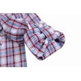 thumbnail image 5 of Bienzoe Boy's Cotton Plaid Roll Up Button Down Shirts Marine/Dark Red 9/10, 5 of 9