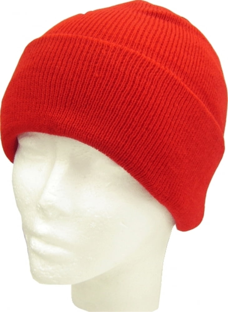 RED BEANIE HAT Classic Plain Long Cuff 