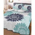 thumbnail image 3 of Quilts Queen Size Bedding Set, Turquoise Sunflowers Lightweight Quilted Comforter, Boho Vintage Floral Rustic Blossom Soft Reversible Bedspread Coverlet with Pillow Covers for All Season, 90" x 96", 3 of 7