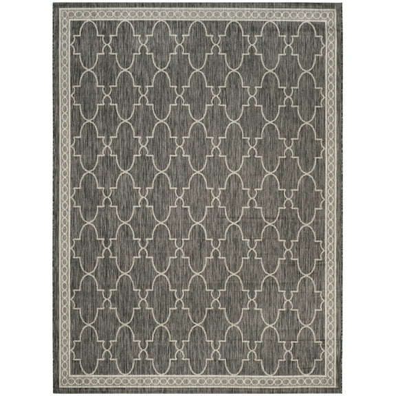 SAFAVIEH Courtyard Zavier Geometric Indoor/Outdoor Area Rug, Black/Beige, 9' x 12'