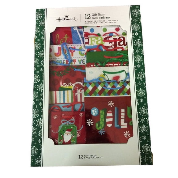 Hallmark 12-Piece Expressions Gift Bag Assortment SNOWMAN/SANTA