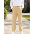 thumbnail image 3 of HILEELANG 1PC Teen Boys Girls School Uniform Pants Khaki Kids Wrinkle-Free Dress Slacks Elastic Back Waist Classic Fit Pull-On Trousers for Students 15-16Years, 3 of 9