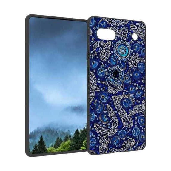 Blue-Evil-Eye-Hand-of-Fatima Phone Case, Degined for Google Pixel 6A Case Men Women, Flexible Silicone Shockproof Case for Google Pixel 6A