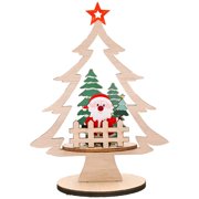 Yilegou Christmas Decoration Wooden Three-dimensional Christmas Tree Puzzle Desktop Orna