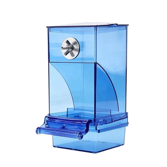 Automatic Bird Feeder for Cage, Clear Acrylic Gravity Feeding Station with Seed Tray, No Mess Parrot Feeder Dispenser for Canary, Finch, Small Birds, Pet Cage Accessories