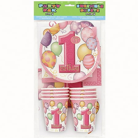 Pink Balloons 1st  Birthday  Party  Kit for 8 Walmart  com