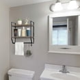 thumbnail image 6 of 2-Tier Rustic Bathroom Shelf Organizer with 5 Hooks, MDF & Metal, Wall Mount, Brown, 6 of 7