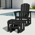 thumbnail image 6 of SERWALL Outdoor Glider Chair with Ottoman Set of 2, HDPE Wood-Like Patio Glider Rocker Set All-Weather Porch Glider Black, 6 of 6