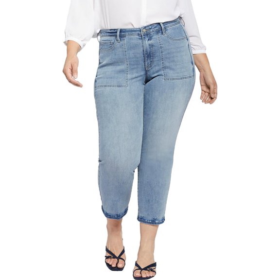 NYDJ Womens Plus Piper Light Wash Relaxed Ankle Jeans