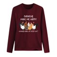 thumbnail image 2 of Crewneck Sweatshirts Clearance! Weikingp CHICKENS MAKE ME HAPPY Funny Printed Round Neck Long Sleeve T Shirt Graphic Sweatshirts Comfortable Sweatshirts Casual Wear, 2 of 3