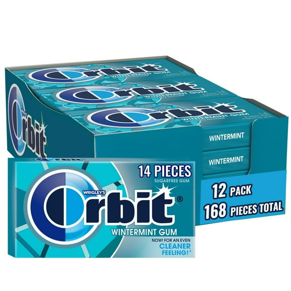 Orbit Wintermint Gum 12 Count Pack — 14 Pieces Each — Sugar-Free Cooling Long-Lasting Chewing Gum