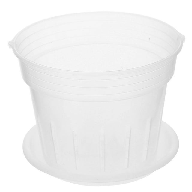1 Set of Transparent Flowerpot with Tray Featuring Practical Design for Orchids in Home Decoration and Gardening 14.4X10.4cm Durable Plastic