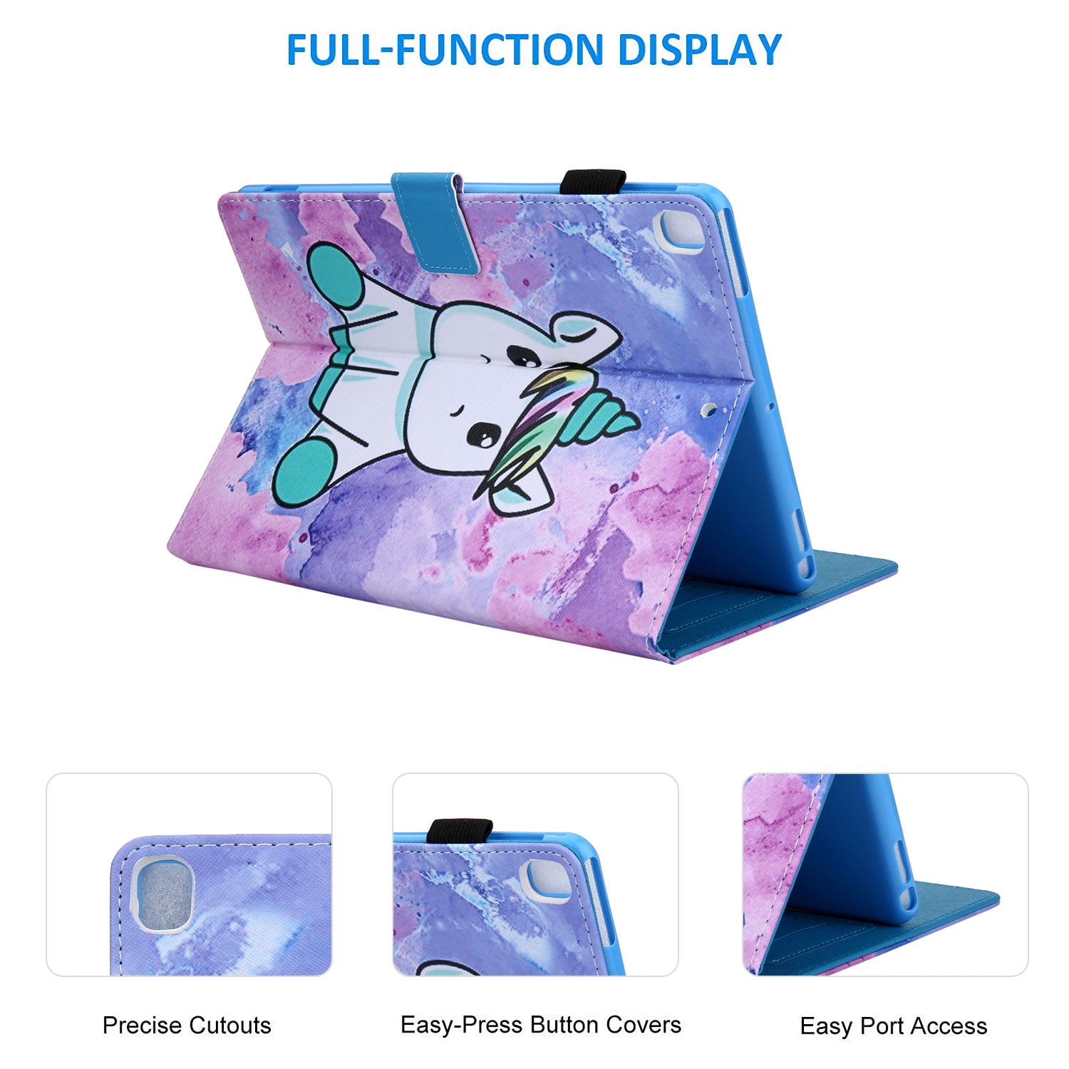 iPad 9.7 6th 5th Case, iPad 9.7 Case with Pencil Holder, Allytech PU Leather Slim Shockproof Auto Sleep Wake Kickstand TPU Back Cover Casef for Apple iPad 9.7 2018/2017, iPad Air 1 2,Unicorn