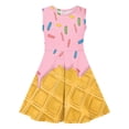 thumbnail image 5 of Piuwrlz Girls Summer Dresses Girl Casual Play Dresses Crew Neck Pleated Skirts Pink Size 5 Years, 5 of 8