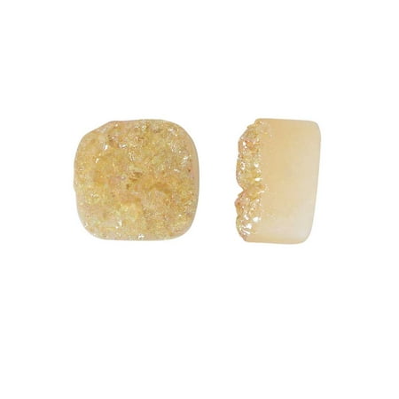 Peach Gemstone - Dakota Stones Gemstone Beads, Agate Druzy, Square 12mm, 2 Pieces, Iridescent Peach Champagne