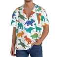 thumbnail image 3 of Honeii 's Colorful Dinosaur for men's short-sleeved button-up collared shirt featuring a pocket, perfect for beach vacations, and travel adventures., 3 of 5