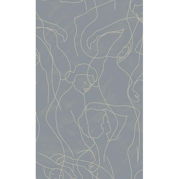 Dusty Blue Abstract Model Lines Non-Woven Wallpaper, Double Roll, 57 sqft