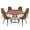 Walnut Table+6 Brown Chairs(style3), variant on ExtraLco 7 Piece Round Dining Table Set for 6, 47" Walnut MDF Table with Brown Suede Upholstered Chairs for Dining Room Kitchen