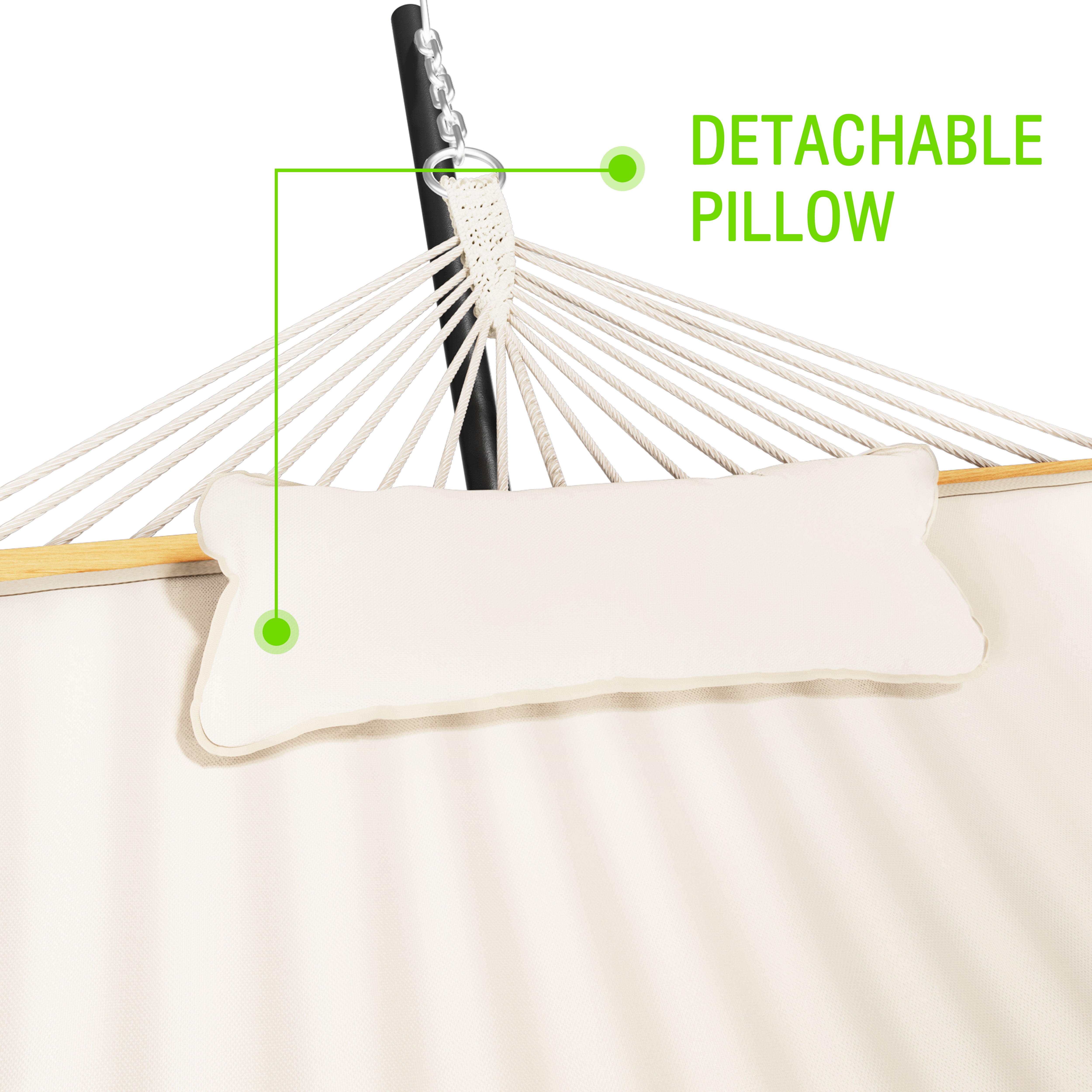 VEIKOUS 2-Person Hammock w/Metal Stand, Detachable Pad & Pillow 450lbs Weight Capacity, White