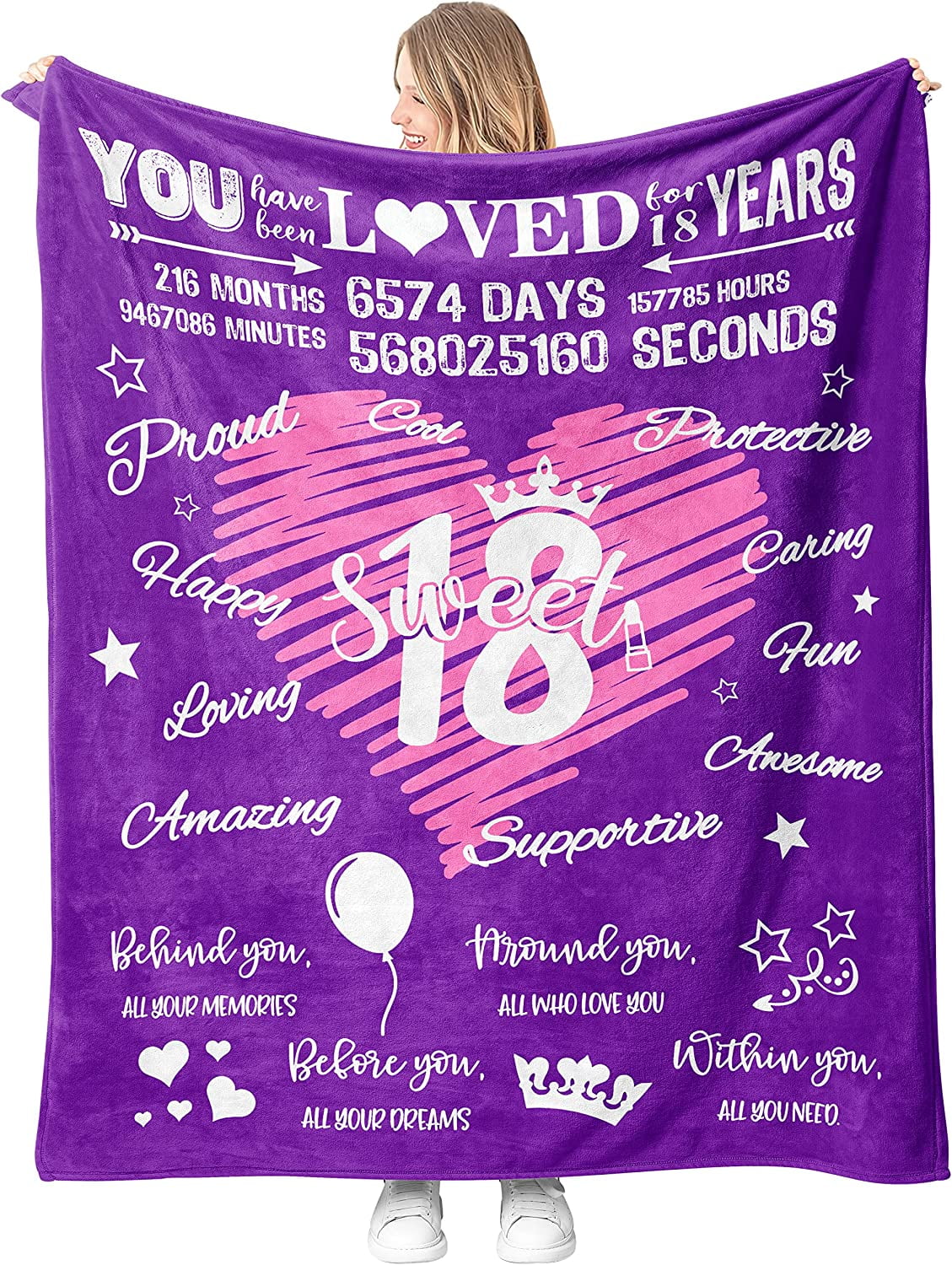 18th Birthday Blanket For Teen Girls Teen Boys Size 50"x60" Soft Warm