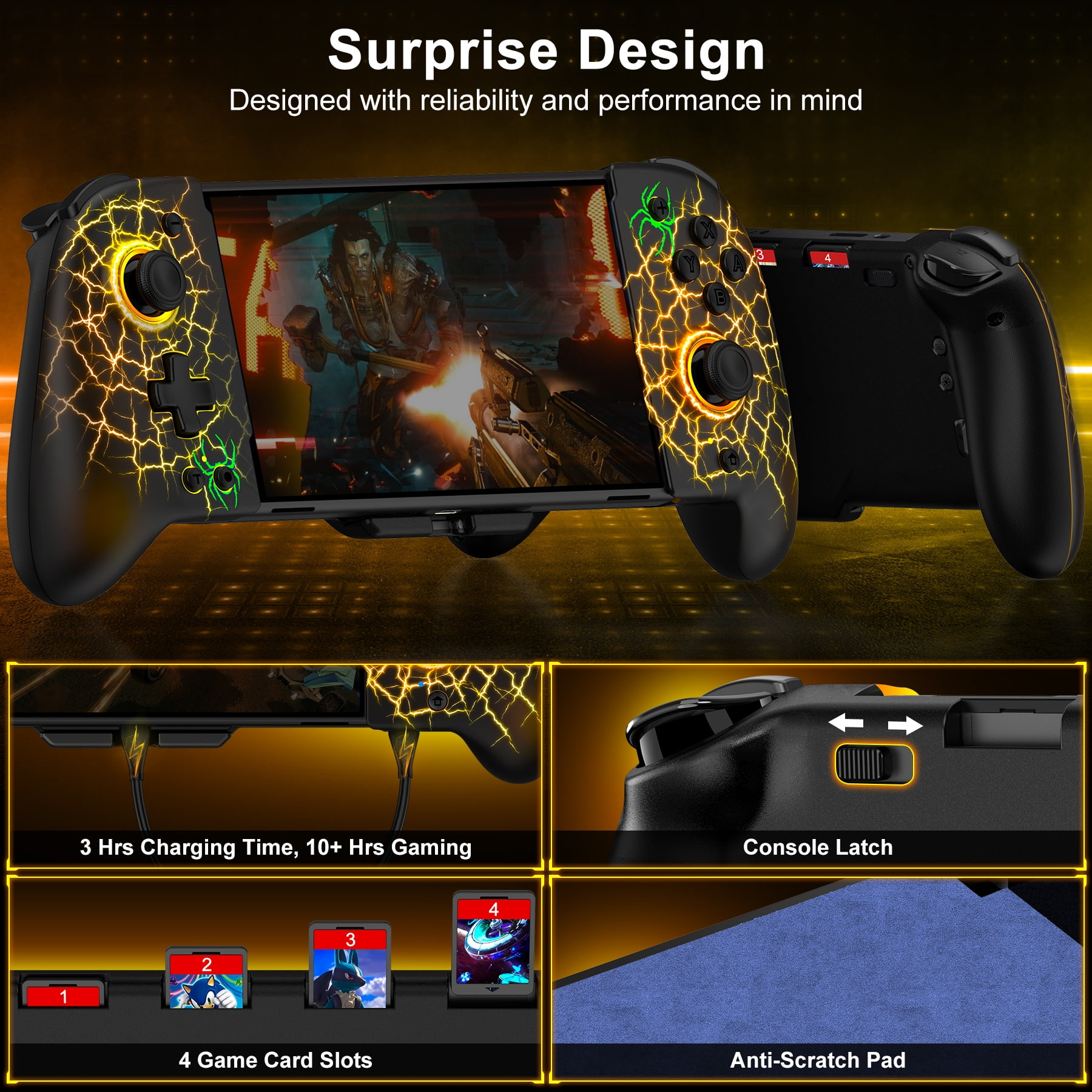 Switch Controller, QQV One-Piece Joypad Controller Replacement for Switch/Switch OLED with Adjustable TURBO,RGB