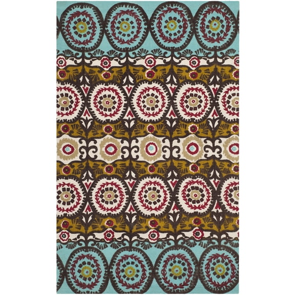 SAFAVIEH Cedar Brook Giovanni Southwestern Cotton Area Rug, Turquoise/Burgundy, 2'3" x 3'9"
