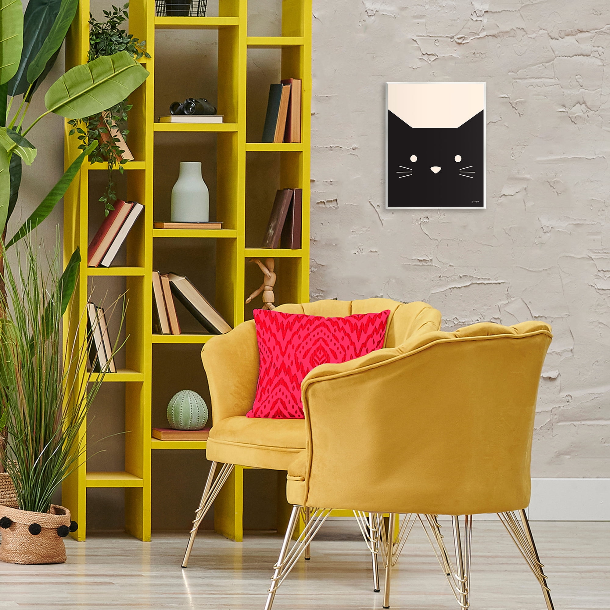 Stupell Industries Black Cat Close Up Animals Painting Unframed Art Print Wall Art, 11 x 14