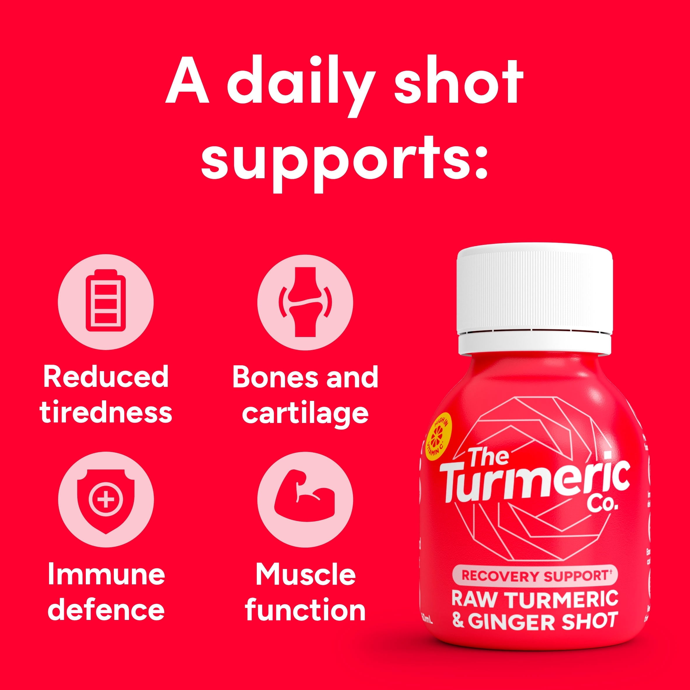 The Turmeric Co Raw Turmeric & Ginger 60ml x 3 pack, Imported from Britain
